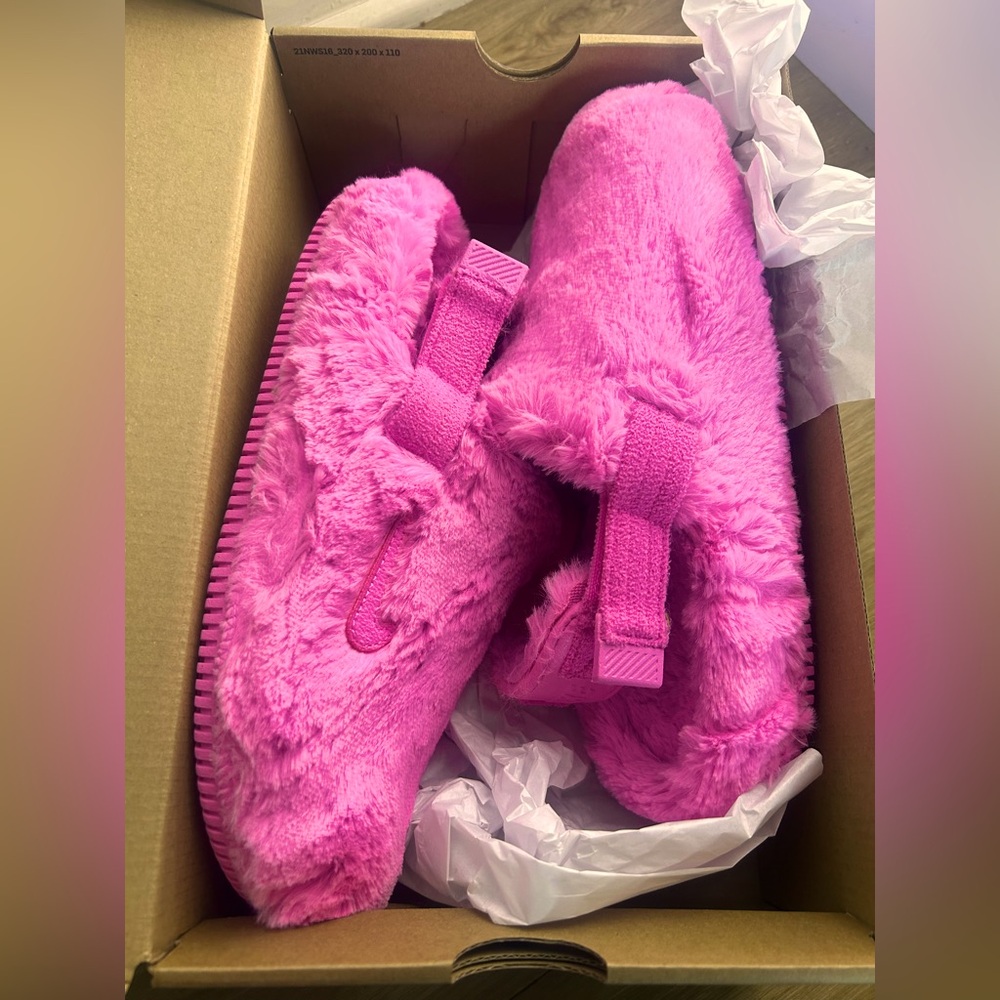 Nike Pink Fuzzy Mules